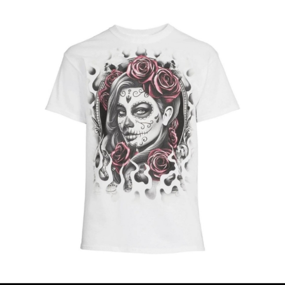 Men's Pinup Graphic Sugar Skull T Shirt Short Sleeve Sz 3xl NWOT - Picture 2 of 8